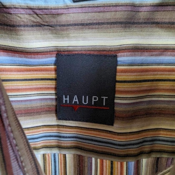 Haupt Vintage Retro Striped Men’s Button Down Shirt- Size Large - Picture 3 of 4